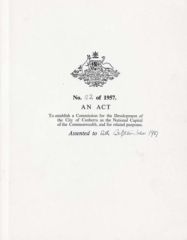 National Capital Development Commission Act 1957 (Cth), cover