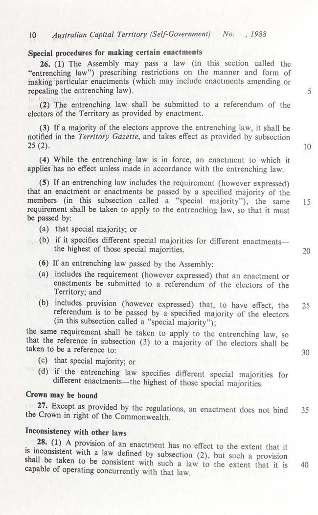 Australian Capital Territory (Self-Government) Act 1988 (Cth), p10