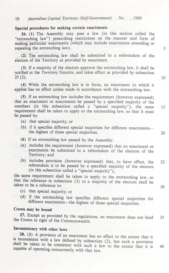 Australian Capital Territory (Self-Government) Act 1988 (Cth), p10