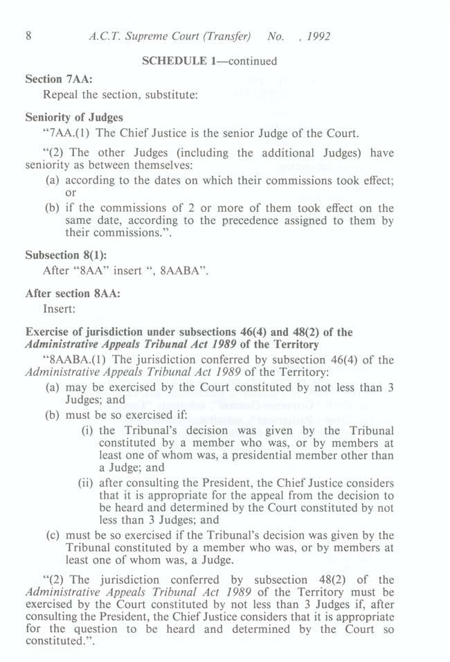 ACT Supreme Court Transfer Act 1992 (Cth), p8