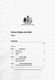 Human Rights Act 2004 (ACT), contents