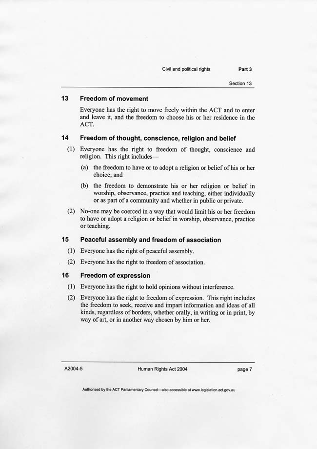Human Rights Act 2004 (ACT), p7