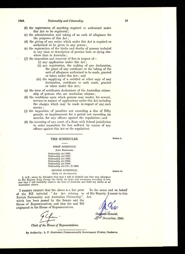 Nationality and Citizenship Act 1948 (Cth), p19