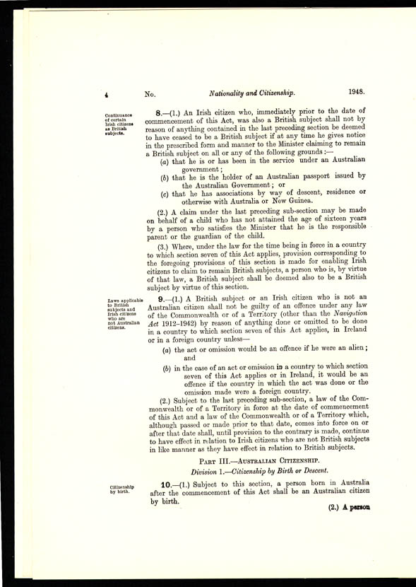 Nationality and Citizenship Act 1948 (Cth), p4