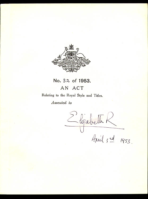 Royal Style and Titles Act 1953 (Cth), cover