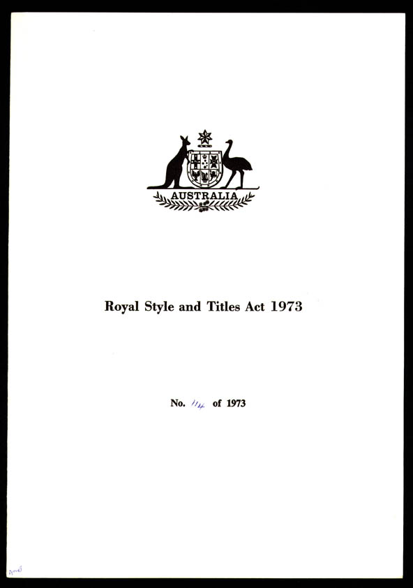 Royal Style and Titles Act 1973 (Cth), cover