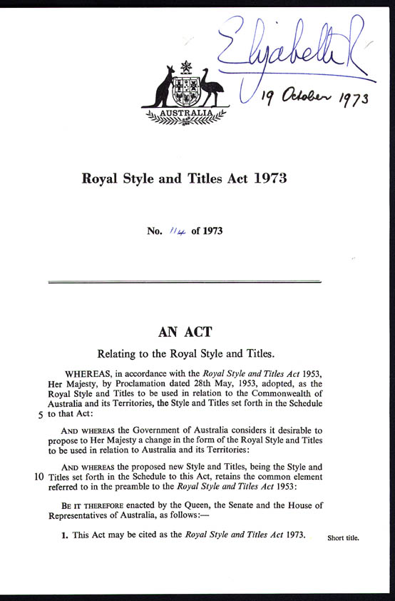 Royal Style and Titles Act 1973 (Cth), p1