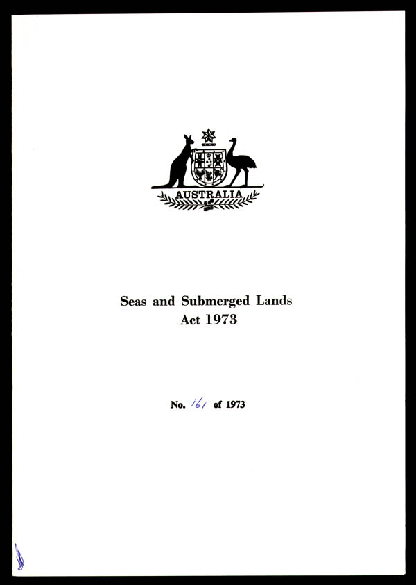 Seas and Submerged Lands Act 1973 (Cth), cover