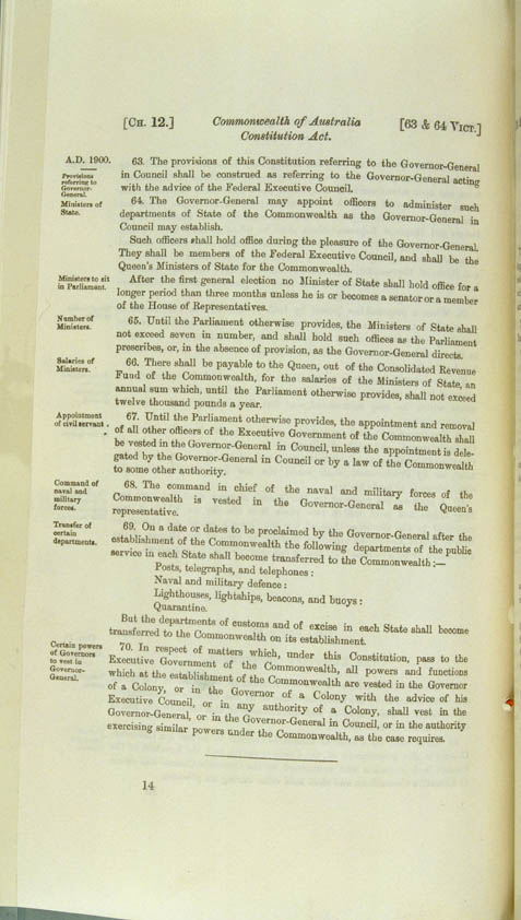 Commonwealth of Australia Constitution Act 1900 (UK), p14