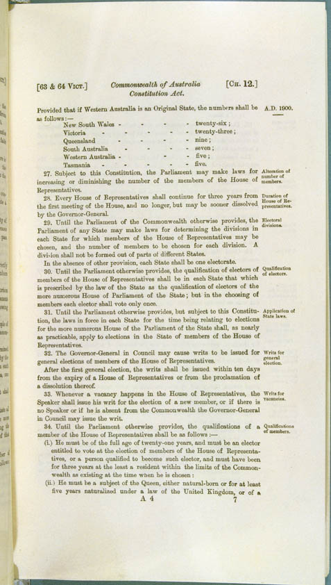 Commonwealth of Australia Constitution Act 1900 (UK), p7