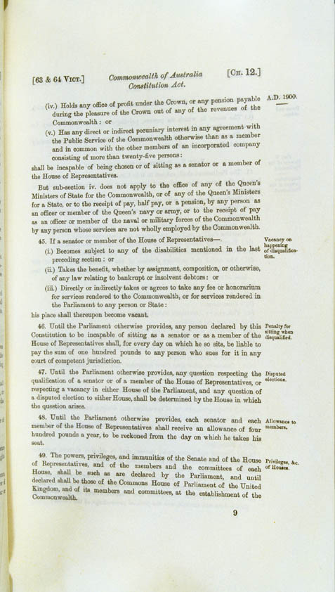Commonwealth of Australia Constitution Act 1900 (UK), p9