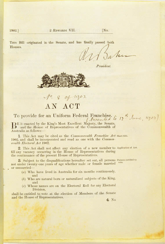 Commonwealth Franchise Act 1902 (Cth), p1