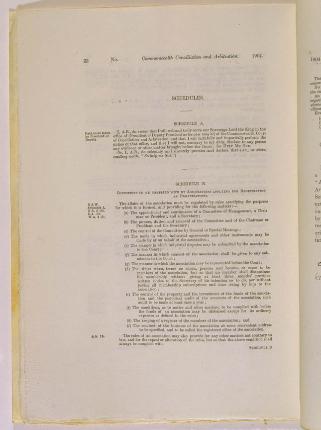 Conciliation and Arbitration Act 1904 (Cth), p22