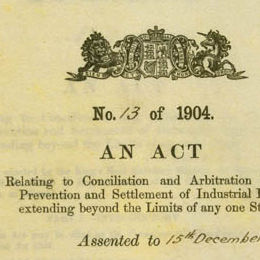 Detail from the cover of the Conciliation and Arbitration Act 1904 (Cth).