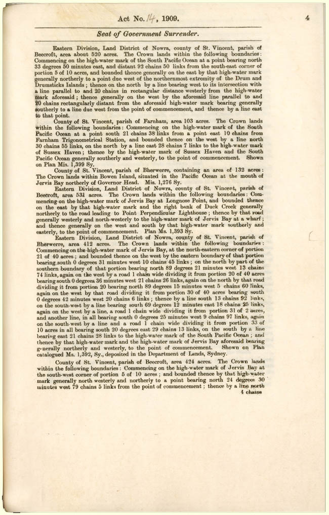 Seat of Government Surrender Act 1909 (NSW), p4