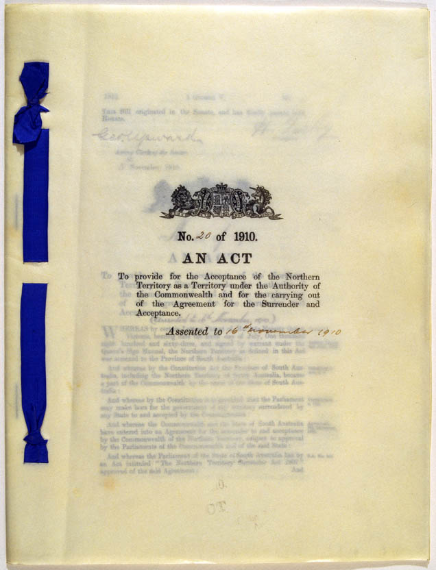 Northern Territory Acceptance Act 1910 (Cth), cover
