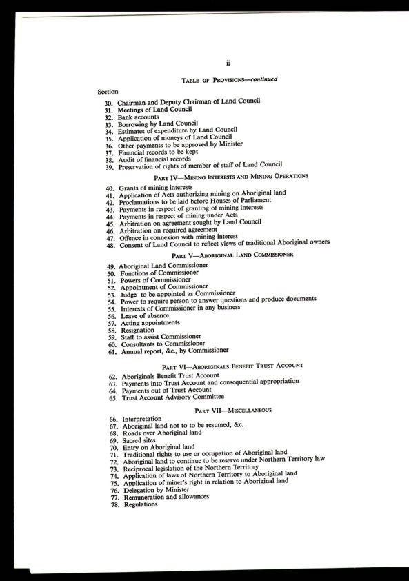 Aboriginal Land Rights (Northern Territory) Act 1976 (Cth), contents2