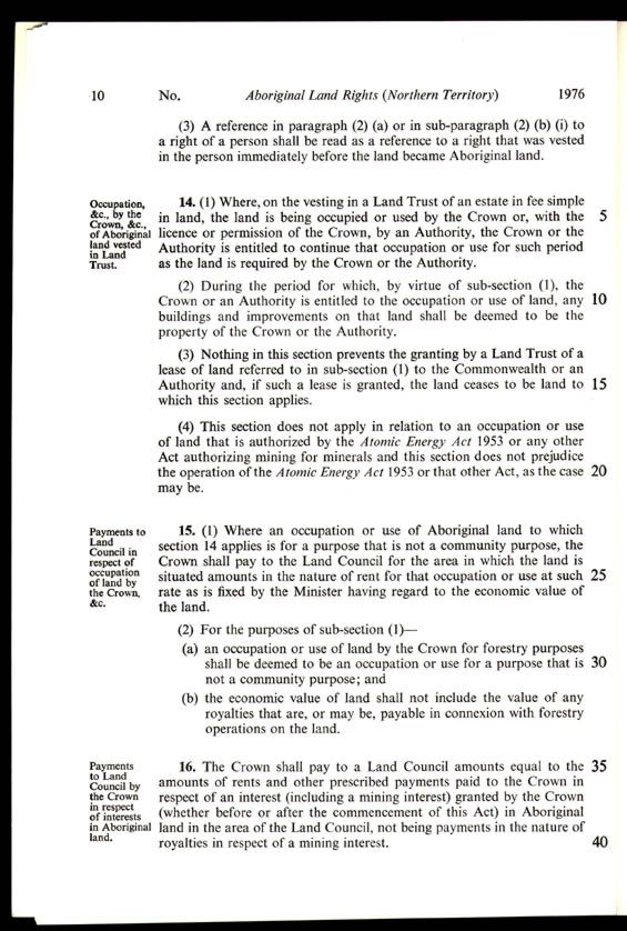 Aboriginal Land Rights (Northern Territory) Act 1976 (Cth), p10