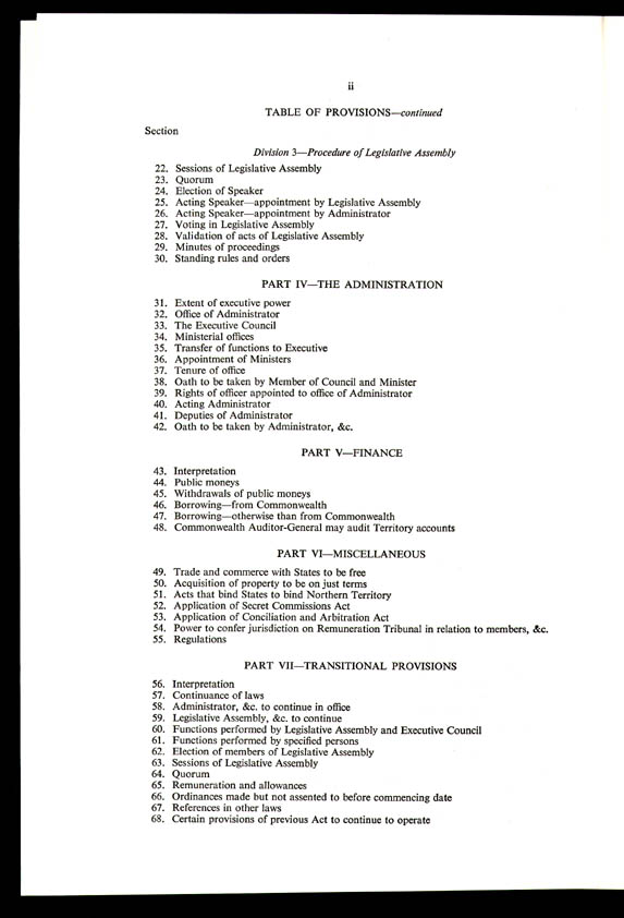 Northern Territory (Self-Government) Act 1978 (Cth), contents2