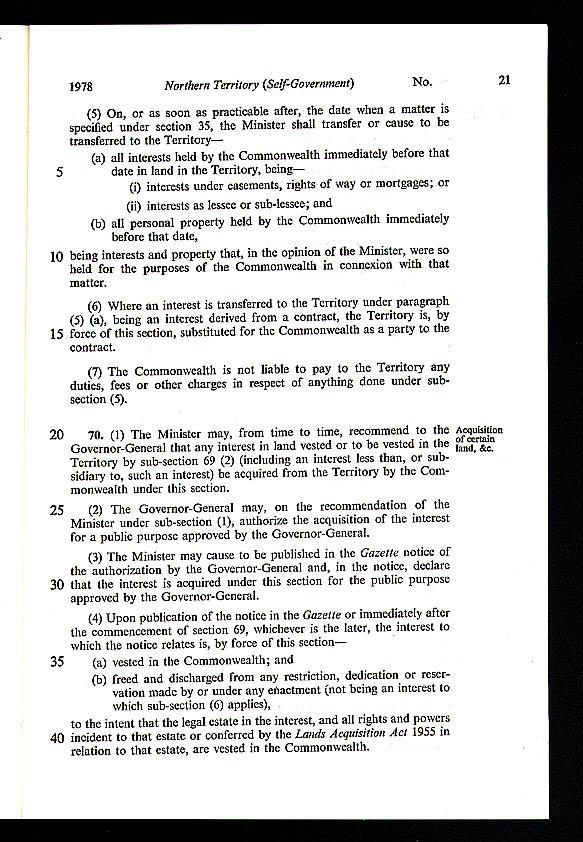 Northern Territory (Self-Government) Act 1978 (Cth), p21