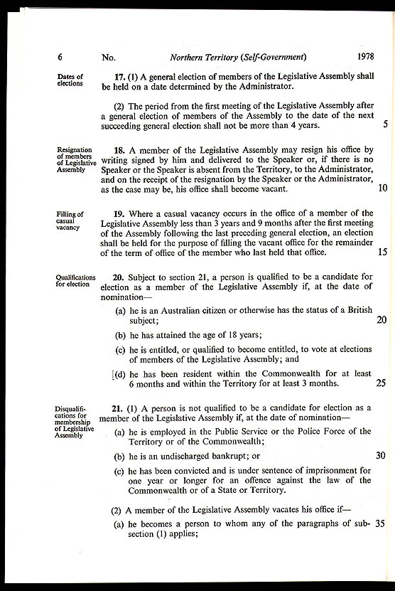 Northern Territory (Self-Government) Act 1978 (Cth), p6
