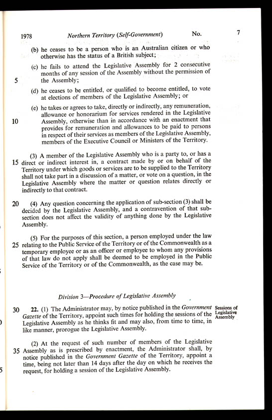 Northern Territory (Self-Government) Act 1978 (Cth), p7