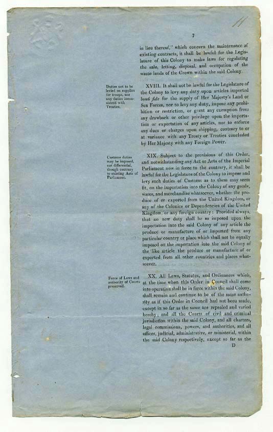 Order-in-Council establishing Representative Government in Queensland 6 June 1859 (UK), p11