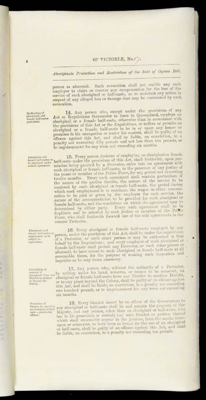 Aboriginals Protection and Restriction of the Sale of Opium Act 1897 (Qld), p4