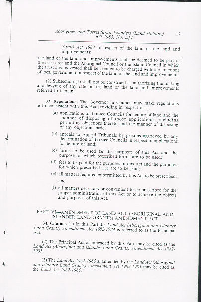 Aborigines and Torres Strait Islanders (Land Holding) Act 1985 (Qld), p17