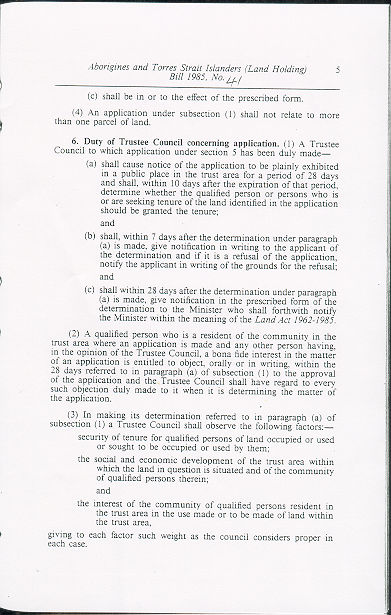 Aborigines and Torres Strait Islanders (Land Holding) Act 1985 (Qld), p5
