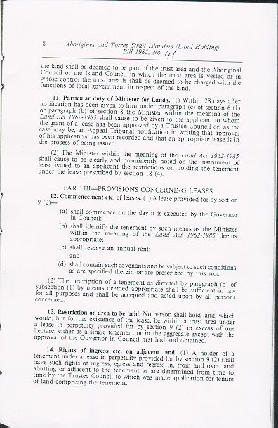 Aborigines and Torres Strait Islanders (Land Holding) Act 1985 (Qld), p8