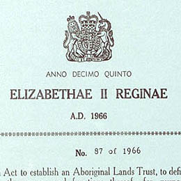 Detail showing the crest on the title page of the Aboriginal Lands Trust Act 1966 (SA).