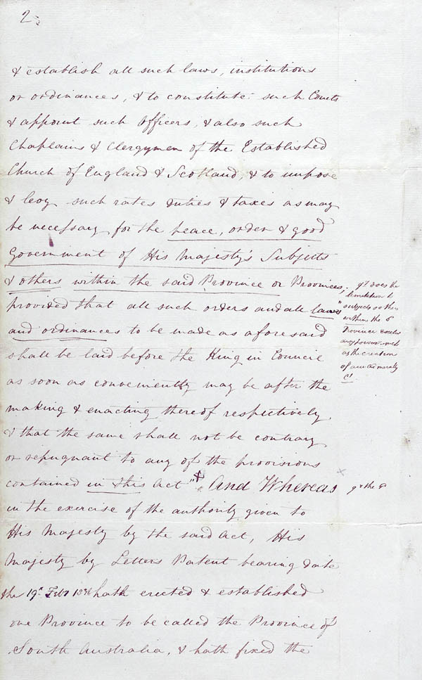 Order-in-Council Establishing Government 23 February 1836 (UK), p2