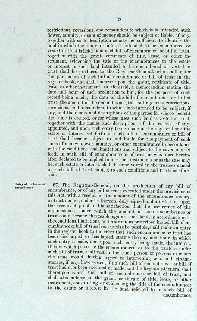 Real Property or 'Torrens Title' Act 1858 (SA), p22