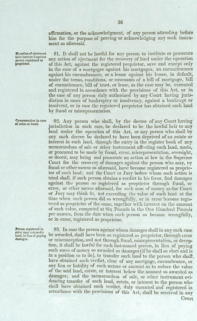 Real Property or 'Torrens Title' Act 1858 (SA), p36