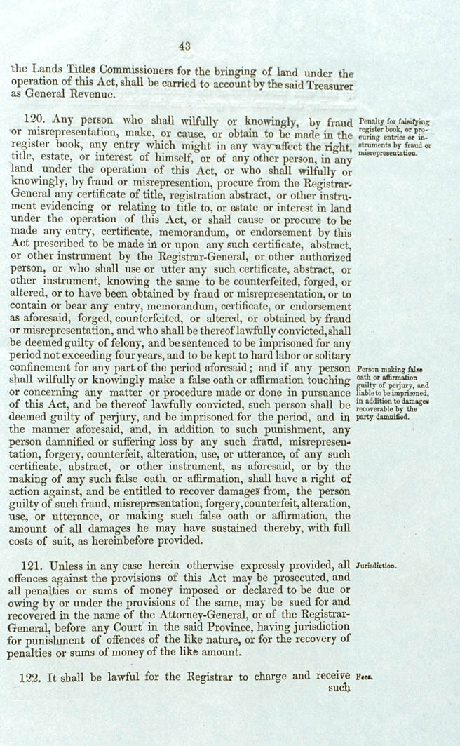 Real Property or 'Torrens Title' Act 1858 (SA), p43