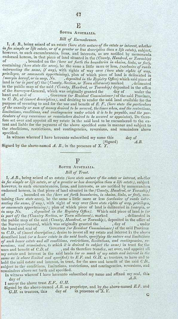 Real Property or 'Torrens Title' Act 1858 (SA), p47