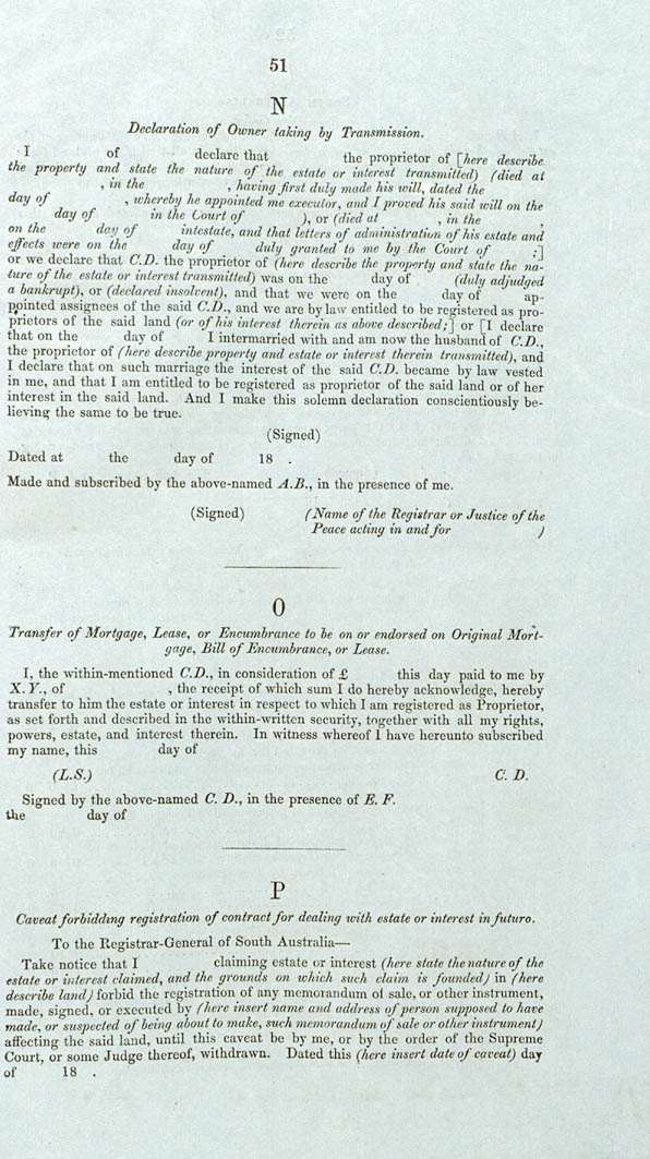 Real Property or 'Torrens Title' Act 1858 (SA), p51