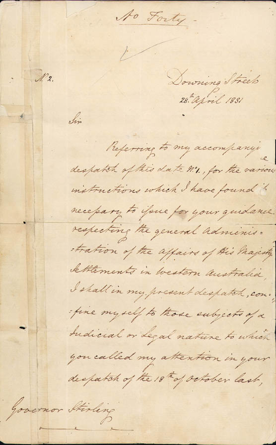 Despatch No. 2 re legal and judicial subjects 28 April 1831 (UK), p1